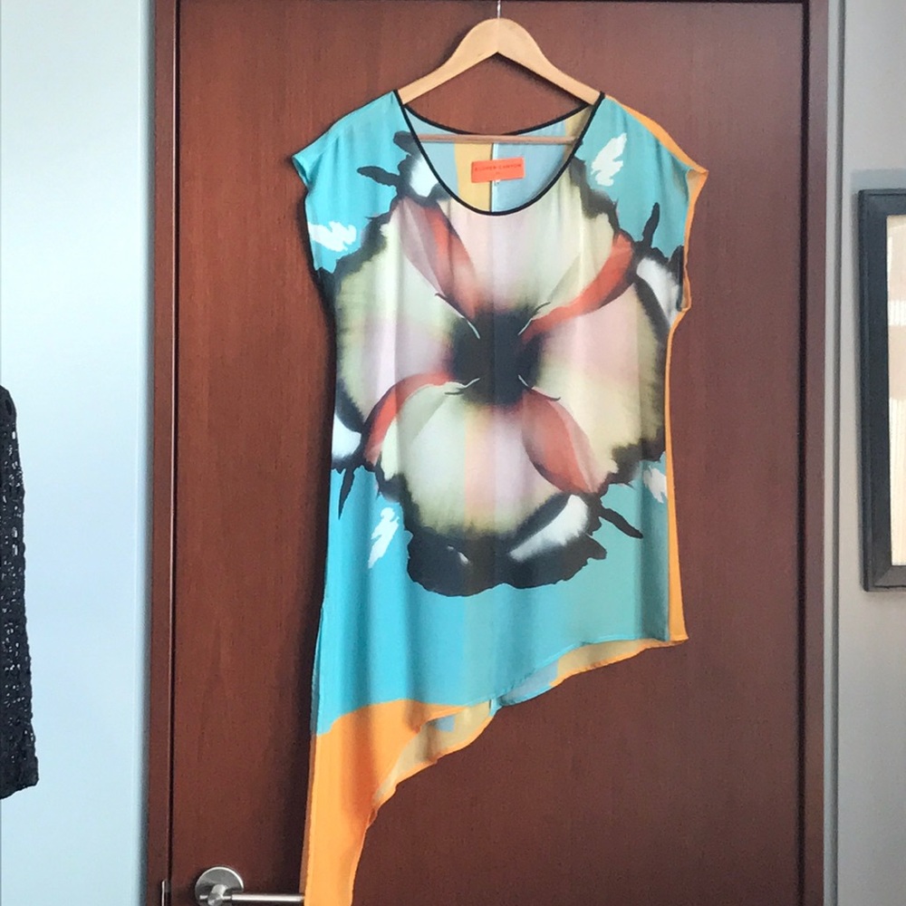 Clover Canyon cap sleeve silk floral blouse